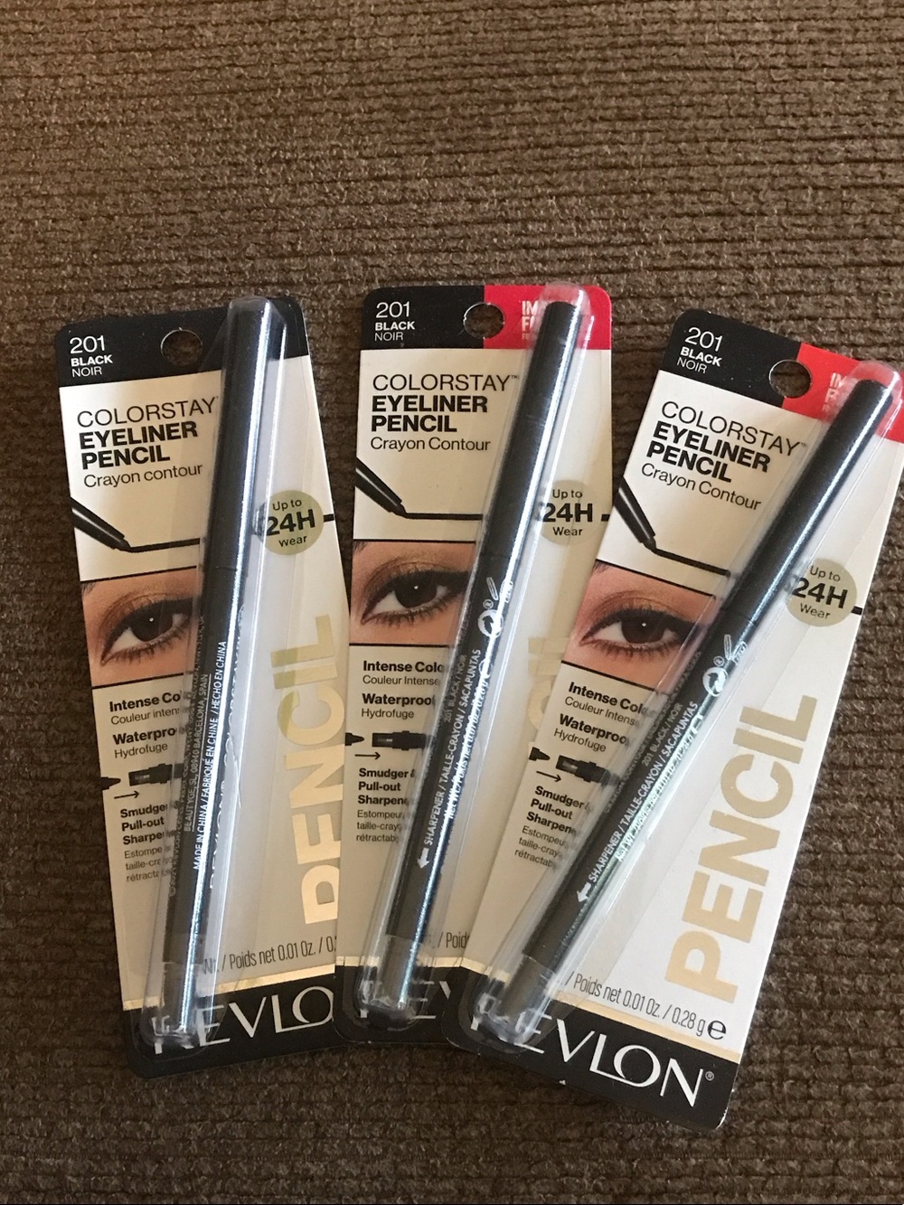 New Revlon ColorStay Eyeliner Pencil Trio - Black